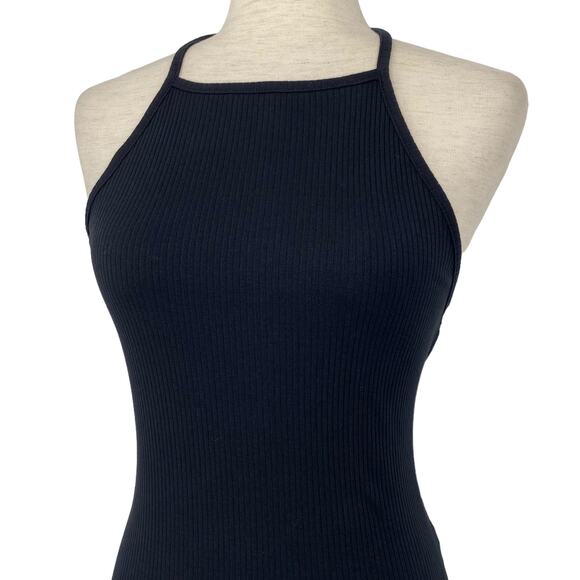 COLLUSION Black Ribbed Halter Fitted Mini Dress Size 6 Sexy Summer Y2K Casual - Picture 5 of 8